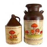 P. Huszar Hand Painted Milk Can and Jug
