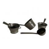 4 Vintage Water Dippers and Strainer