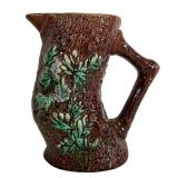 Majolica Tree Bark Pitcher