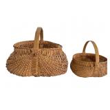 2 Woven Oak Buttocks Baskets