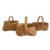 3 Split Oak Hand Woven Buttocks Baskets
