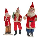 3 Vintage Clay Face Santa Claus Figurines