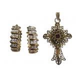 Vermeil Hoops W/ Diamond Accents, Cross