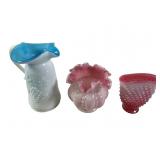 Hand-Blown Art Glass Vases & Pitcher