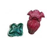 Glass Vase & Ashtray Pair