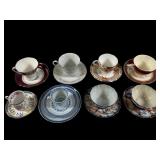 Eight Sets of 17 Assorted China Cups & Sauc-