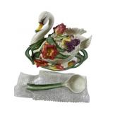 Fitz & Floyd Swan Tureen with Ladle & Plate