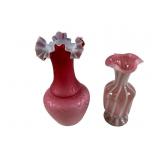 Pink Satin Glass Vases