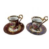KPM Porcelain Cup & Saucer Pair Gilded Rims