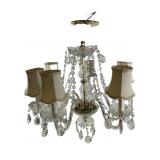 Crystal & Brass Chandelier with Shades