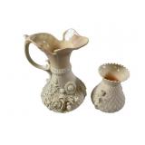 Belleek Porcelain Ewer & Vase Pair