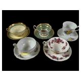 Five Sets Assorted Bone China Cups & Saucers