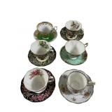 Six Royal Albert Bone China Cups & Saucers