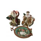Fitz & Floyd Classics Santa Decanters & Bowl