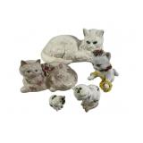 Ceramic Cat Figurine Collection, 5 Pieces
