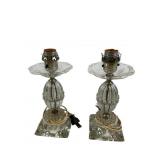 Glass Table Lamps, 10 in x 5 in Each