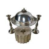 Godinger Silverplate Box, Dome Server+Candles
