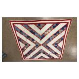 Patchwork Quilt in Red, Blue & Cream
