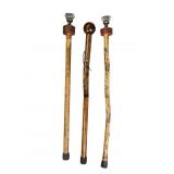 Three Handcrafted Unique Walking Sticks/Canes