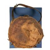 Antique Burlap Cover Metal Canteen