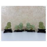 Two Pair Carved Jade Foo Dog Figurines