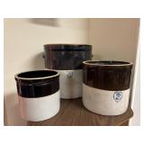 Three Stoneware Crocks