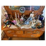 Dresser Top with Candlesticks, Jewelry & Bottles
