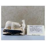 Mother & Cub Walrus Tusk Sculpture