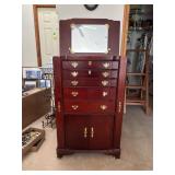 Mahogany Jewelry Cabinet with Necklace Sides