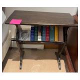 Mahogany Magazine Rack with Books & Armchair