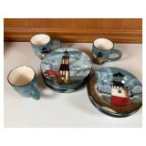 Sakura By the Sea Lighthouse Dinnerware Set