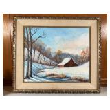 L Kuhns Oil on Canvas "Snow, Ice & Sun"