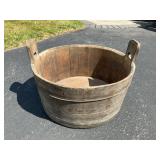 Large Wood Tub with Handles, 22" Round