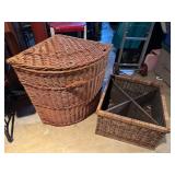 Wicker Hamper & Divided Storage Basket Lot