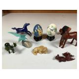 Eggs & Carved Stone and Wood Figures