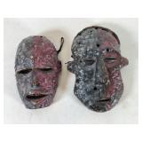 Carved African Wooden Masks with Wax