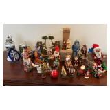 Christmas Santa Claus Group, Brass Candle Stands