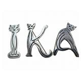 3 Sterling Taxco Cat Letter Brooches