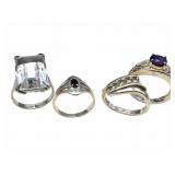 4 Sterling & Gemstone Rings