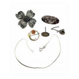 Silver & Vermeil Jewelry Lot with Beau Brooch