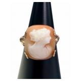 10K Antique Gold Carved Cameo Ring