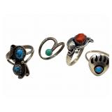 4 Silver & Stone Rings, Guerrero