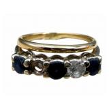 14k Fused Bands W/ Sapphire & Diamond