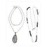 2 Sterling Necklaces: Kyanite & Pearl