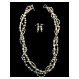 Sterling & Green Baroque Pearl Torsade Set
