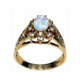 Tru Glo 14k Gold Diamond & Opal Ring