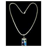 Sterling Necklace with Inlaid Pendant