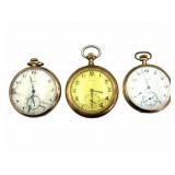3 Gold Filled Antique Pocket Watches: Elgin +