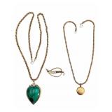 Gold Filled Jewelry Lot: Malachite