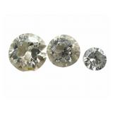 Three Loose Natural Diamonds, Close to 1CTW